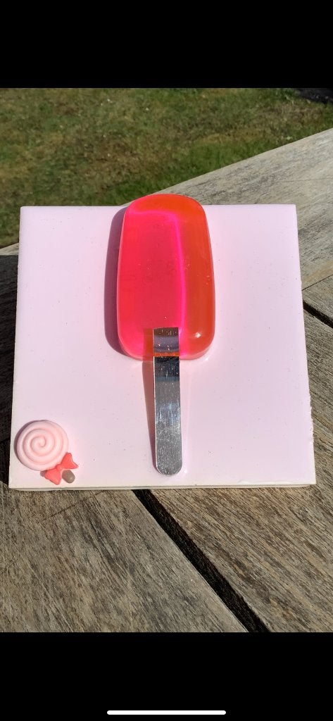 Décoration murale 3D Icecream faite à la main, Neuf, Rose, 12 cm, Plastique