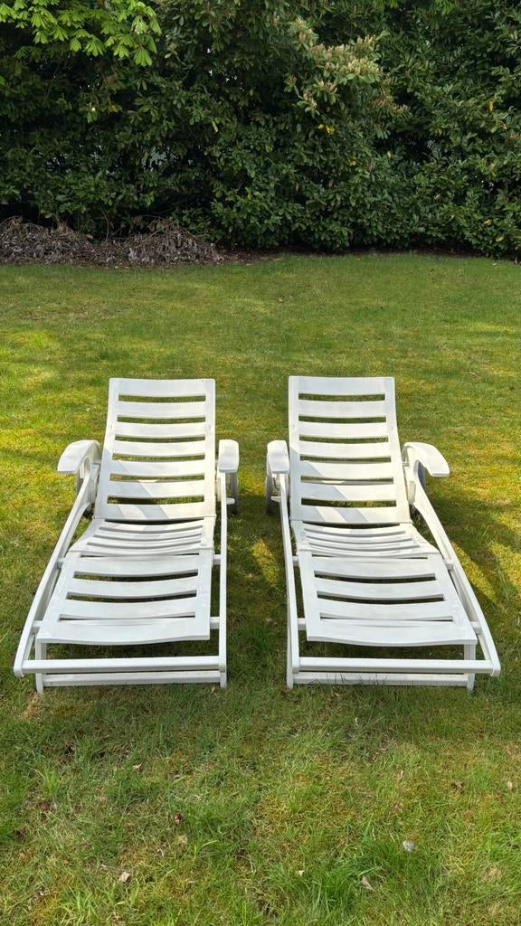 Vintage Riviera ligbedden - Set van 2 - Originele kussens, Ophalen, Gebruikt, Kunststof
