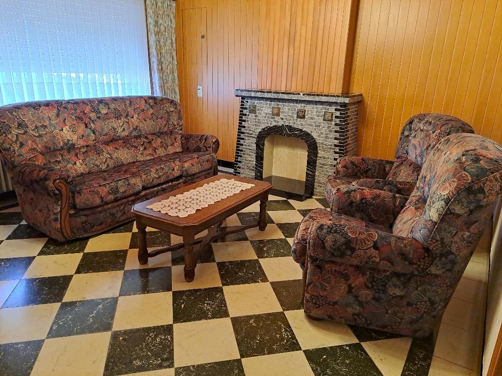 Te koop : Klassiek salon, 3-zit  en 2x 1-zit in stof, Huis en Inrichting, Ophalen, Zo goed als nieuw, Stof, Klassiek