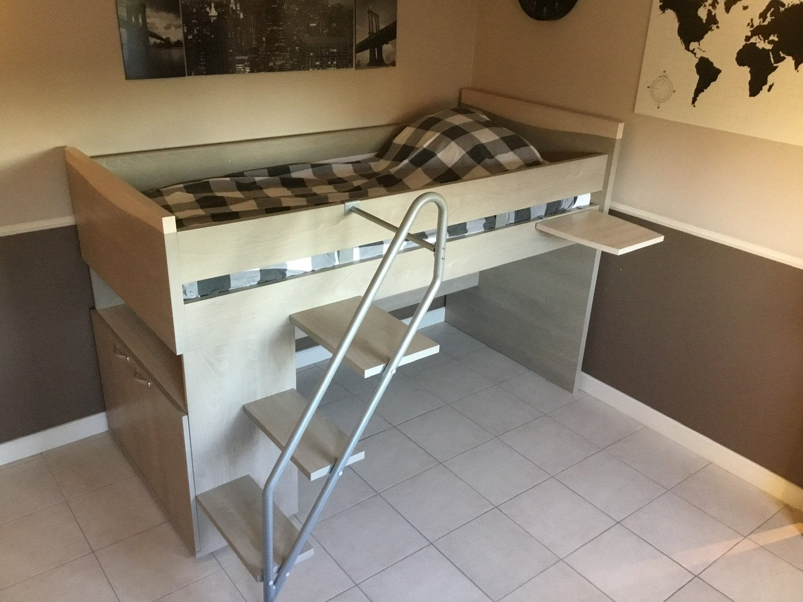 Halfhoogslaper met kastje., Huis en Inrichting, Slaapkamer | Stapelbedden en Hoogslapers, Ophalen, Zo goed als nieuw, 90 cm, Hoogslaper