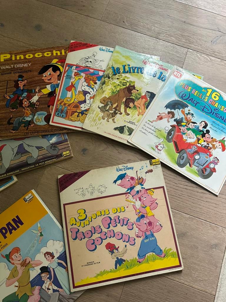 9 Franse LP’s Disney sprookjes, Ophalen of Verzenden, Zo goed als nieuw