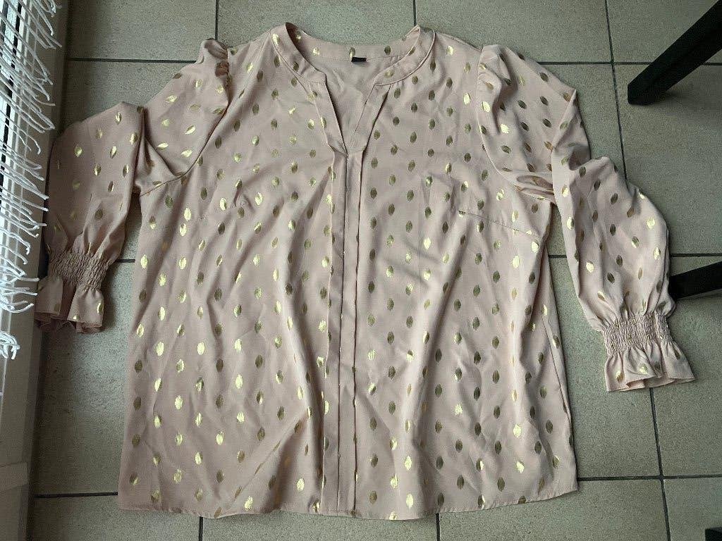 Gekleurde blouse met goudskleurige stippen Maat 2XL, Enlèvement ou Envoi, Chemisier ou Tunique