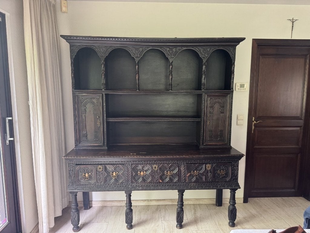Neo-renaissance buffetkast / dressoirkast, Ophalen, Gebruikt, 150 tot 200 cm, Eikenhout