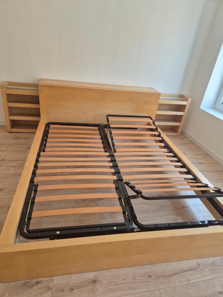 Lit avec sommier, tête de lit et matelas Emma, Enlèvement