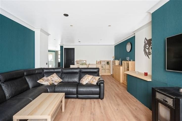 zwart lederen salon, Huis en Inrichting, Ophalen, Gebruikt, Leer, Modern