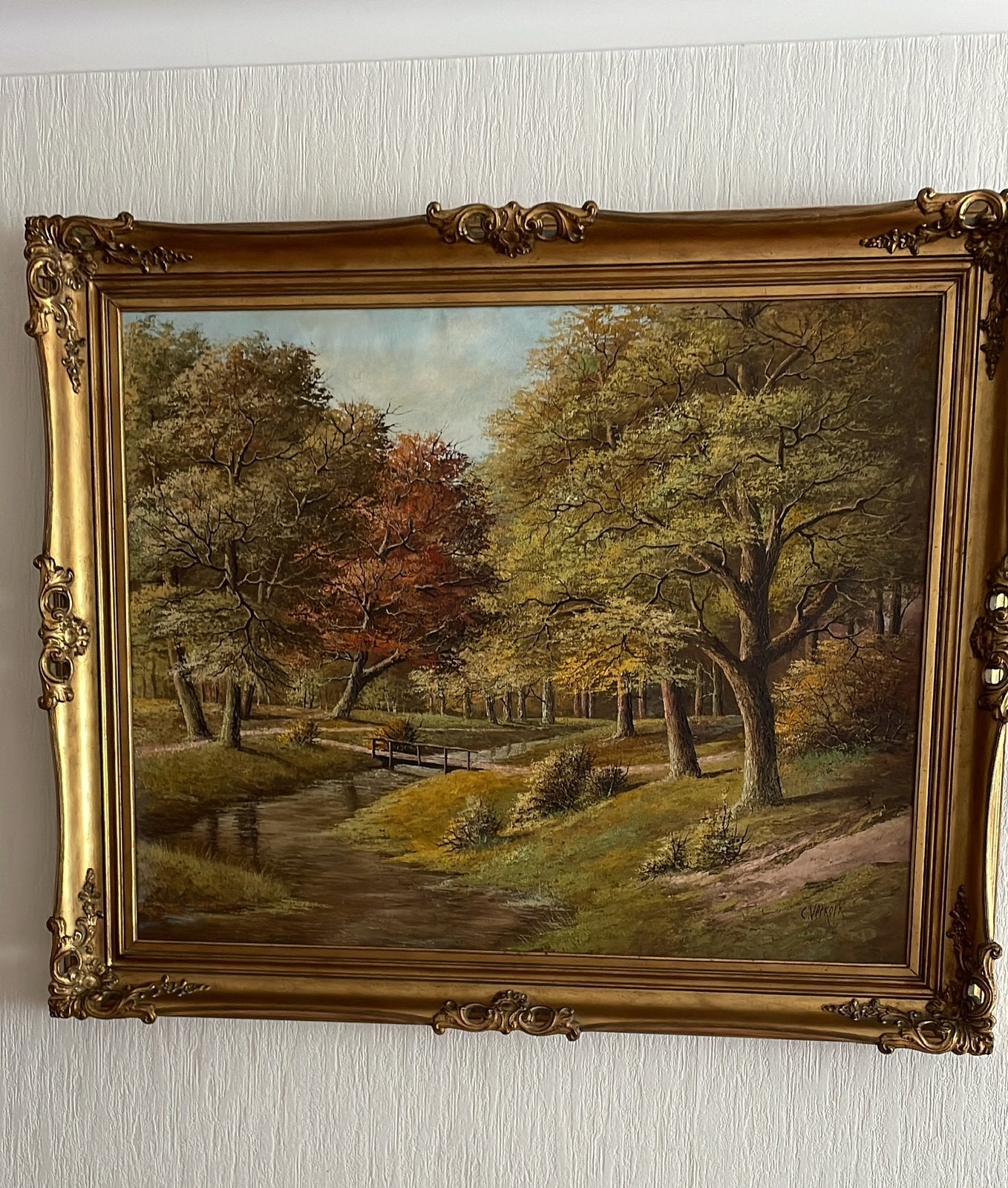 Schilderij Herfststemming, Antiek en Kunst, Ophalen, Doek, Landschap, Olieverf