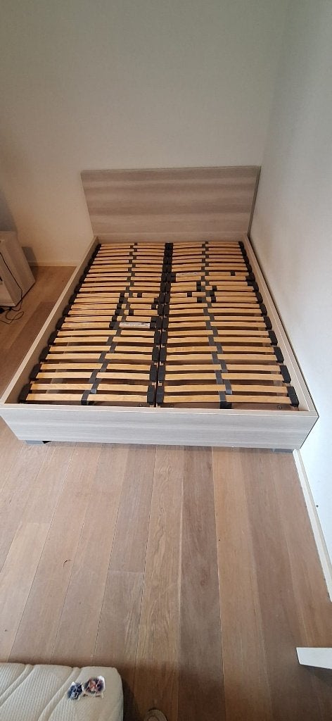 Bed te koop, Ophalen, Gebruikt, Bruin, 210 cm