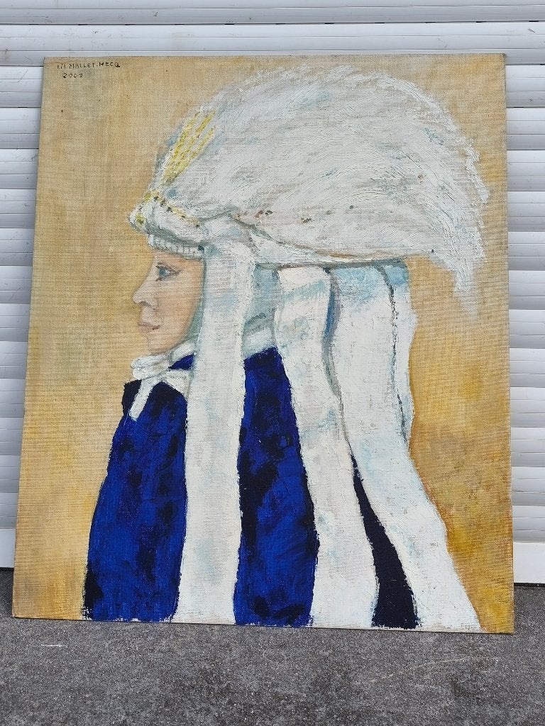 Huile sur panneau signe Lili Mallet hecq, Antiek en Kunst, Kunst | Schilderijen | Klassiek, Ophalen of Verzenden