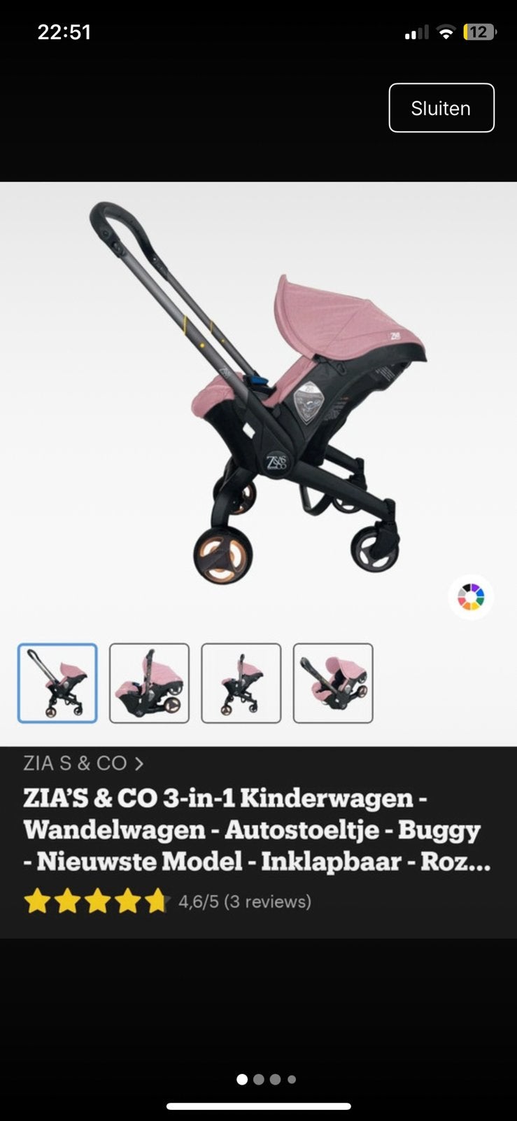 ZIA’S  & CO 3- in -1 kinderwagen -  autostoeltje-wandelwagen, Ophalen, Zo goed als nieuw