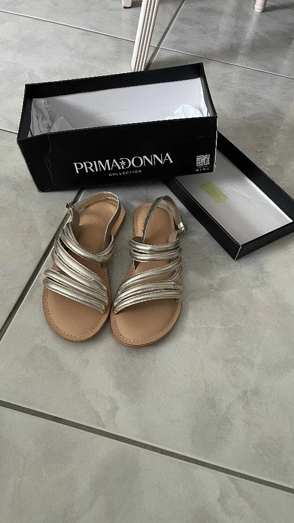 PLATTE GOUDEN SANDALEN PRIMADONNA 38, PRIMADONNA, Overige kleuren, Nieuw, Sandalen of Muiltjes