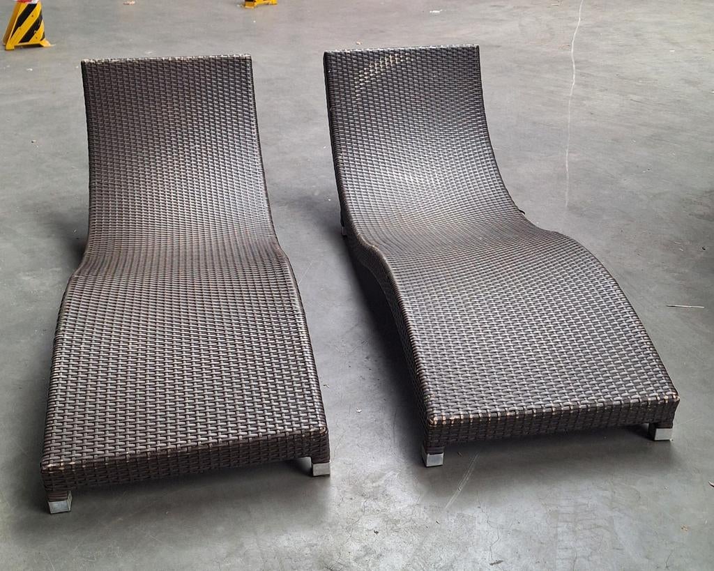 Ligbedden 2 stuks, Tuin en Terras, Ligbedden, Ophalen, Gebruikt, Wicker