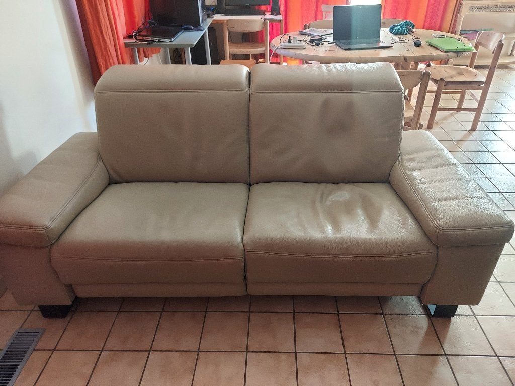 Lederen zetel met elektrische relax met lader, Ophalen, Gebruikt, Overige maten, 150 tot 200 cm