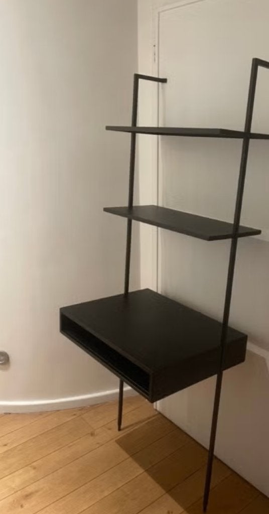 Bureau design compact JOTEX Solom -avec étagère de rangement, Maison & Meubles, Enlèvement, Noir, Métal