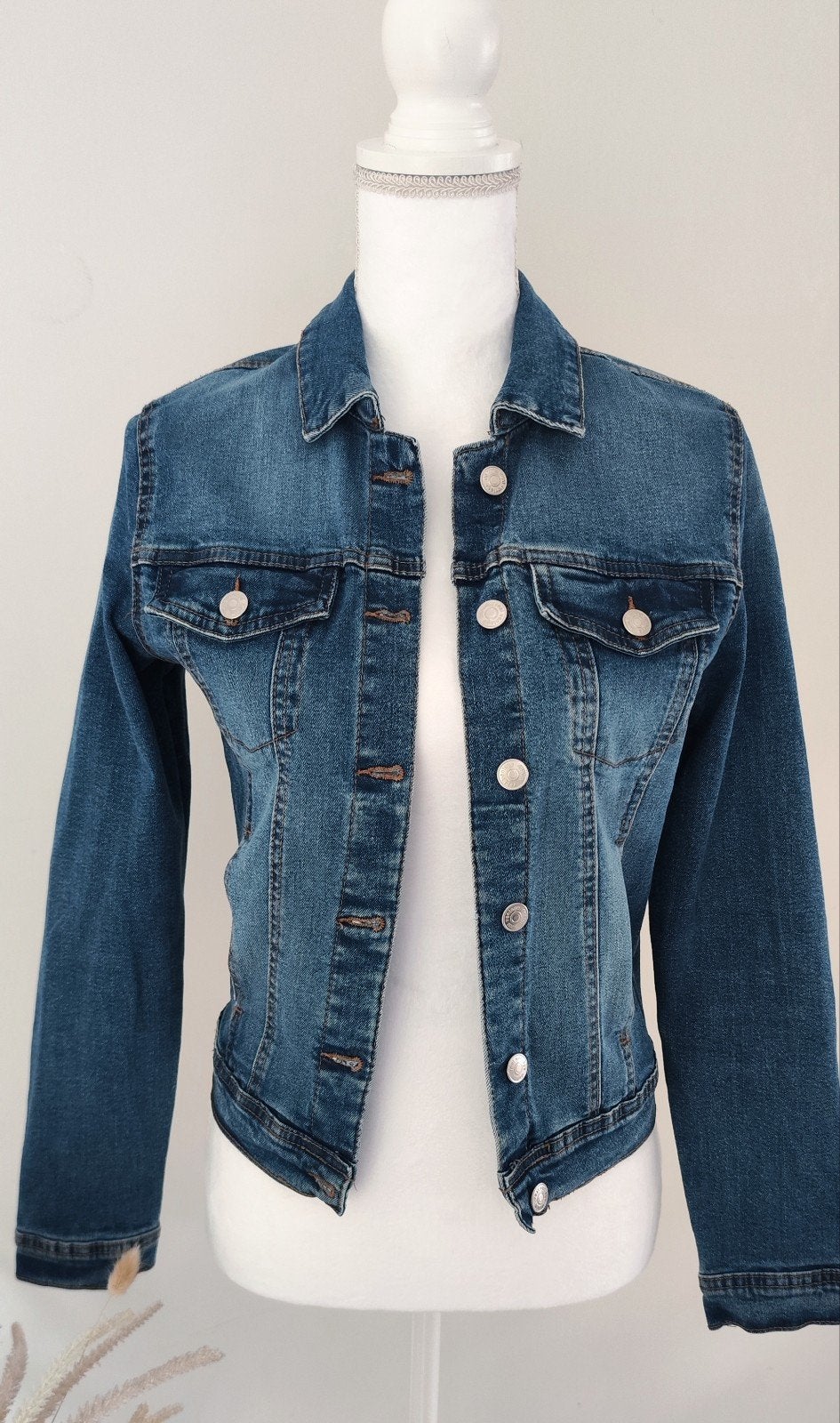 Blauwe Spijkerjas, Ophalen of Verzenden, Zo goed als nieuw, Maat 36 (S), Blauw