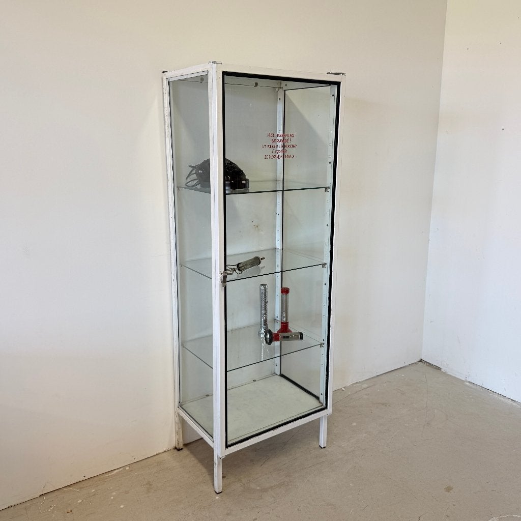 Vitrine médicale polonaise vintage des années 1960, Avec porte(s), 25 à 50 cm, Verre, Vintage