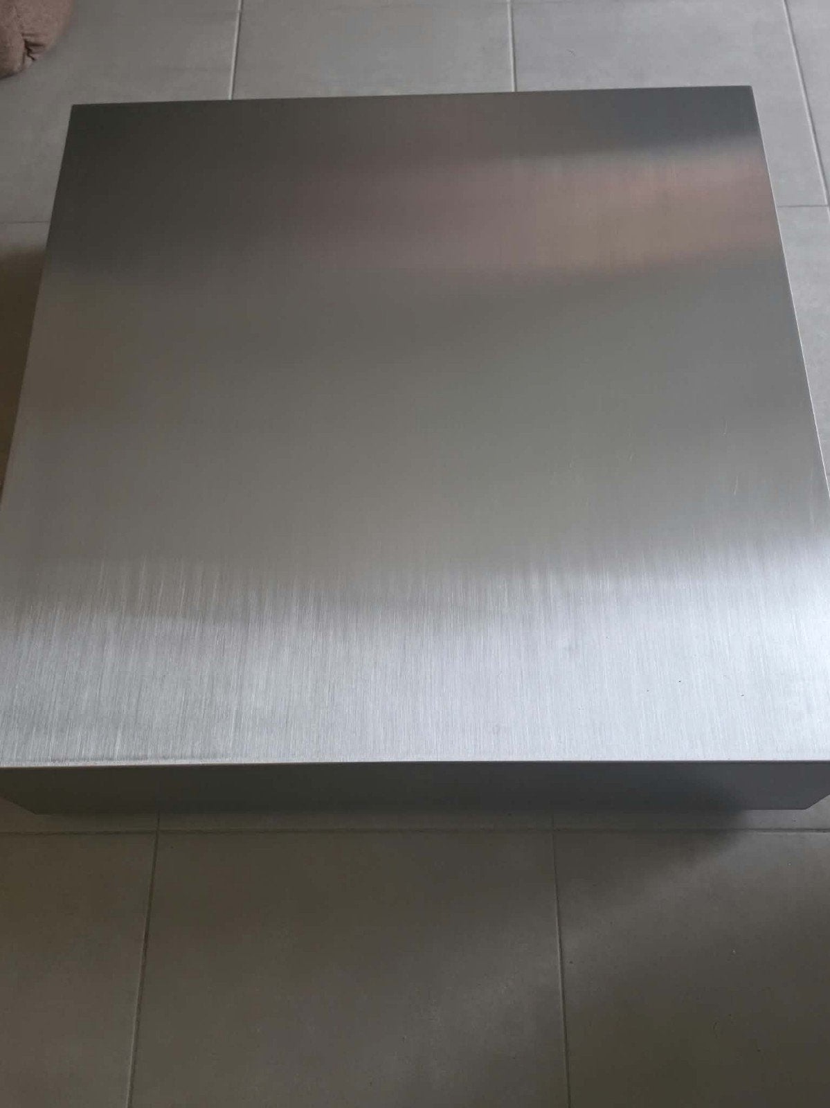 Rvs/inox salontafel, Ophalen, Gebruikt, 50 tot 100 cm, Vierkant