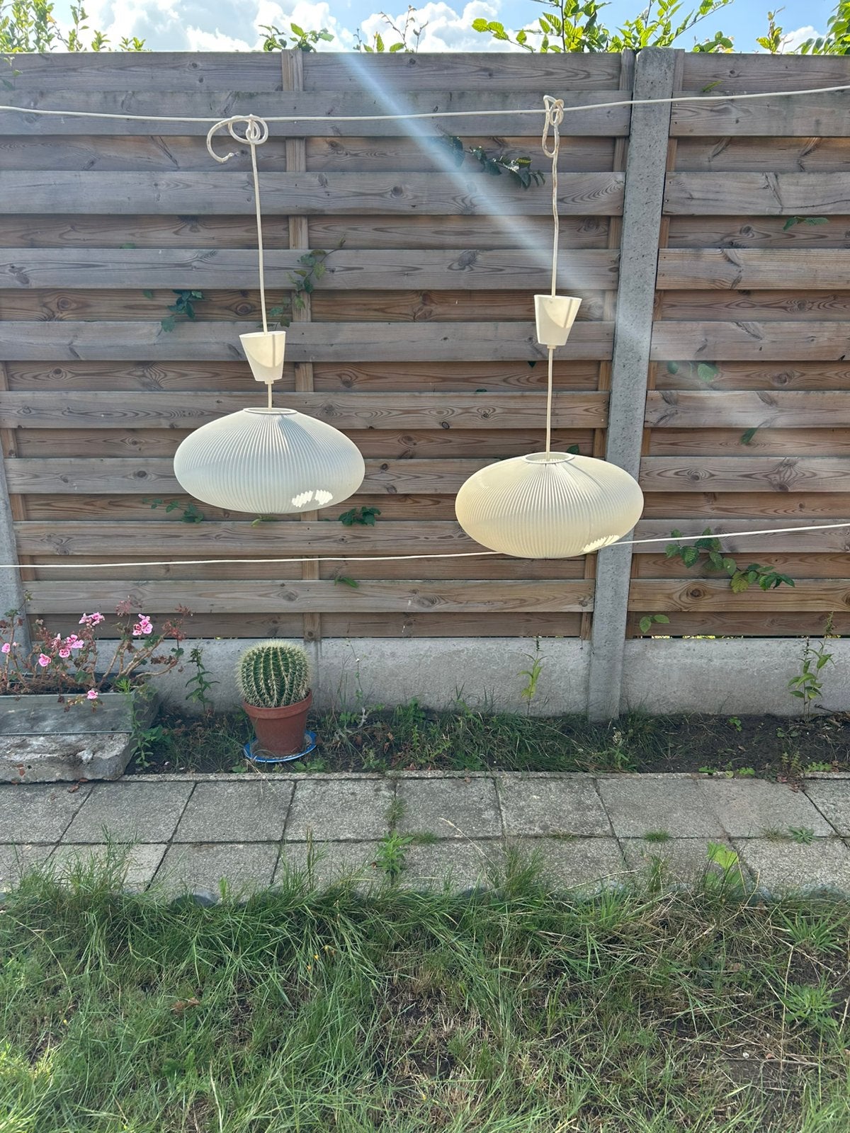 2 blauwe vintage lampen, Enlèvement, Utilisé, Synthétique, Vintage