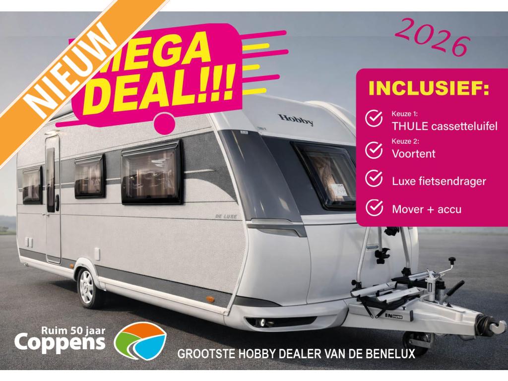 Hobby De Luxe 540 KMFE 2026 MEGA SALE, Schokbreker, Treinzit, 5 tot 6 meter, Tot en met 6