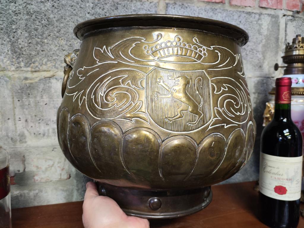 Grand cache-pot ancien en cuivre, Enlèvement, Cuivre