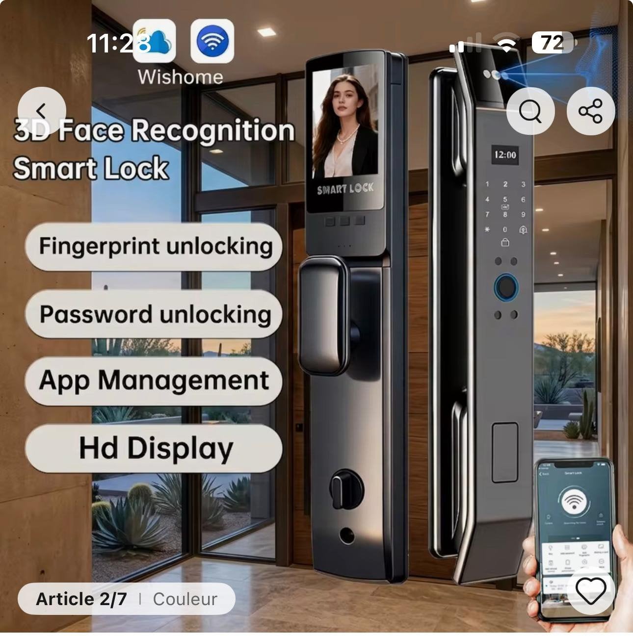 Serrure de porte intelligente avec reconnaissance faciale -, Maison & Meubles, Enlèvement ou Envoi