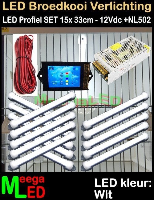 LED profiel NL502 SET 15x 33cm Broedkooi Kweekkooi, Ophalen of Verzenden, Nieuw, Aluminium, Broedkooi of Kweekkooi
