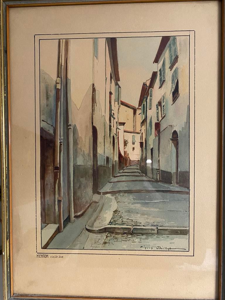 Aquarelle Pierre Jaillet vue de Menton, Enlèvement ou Envoi