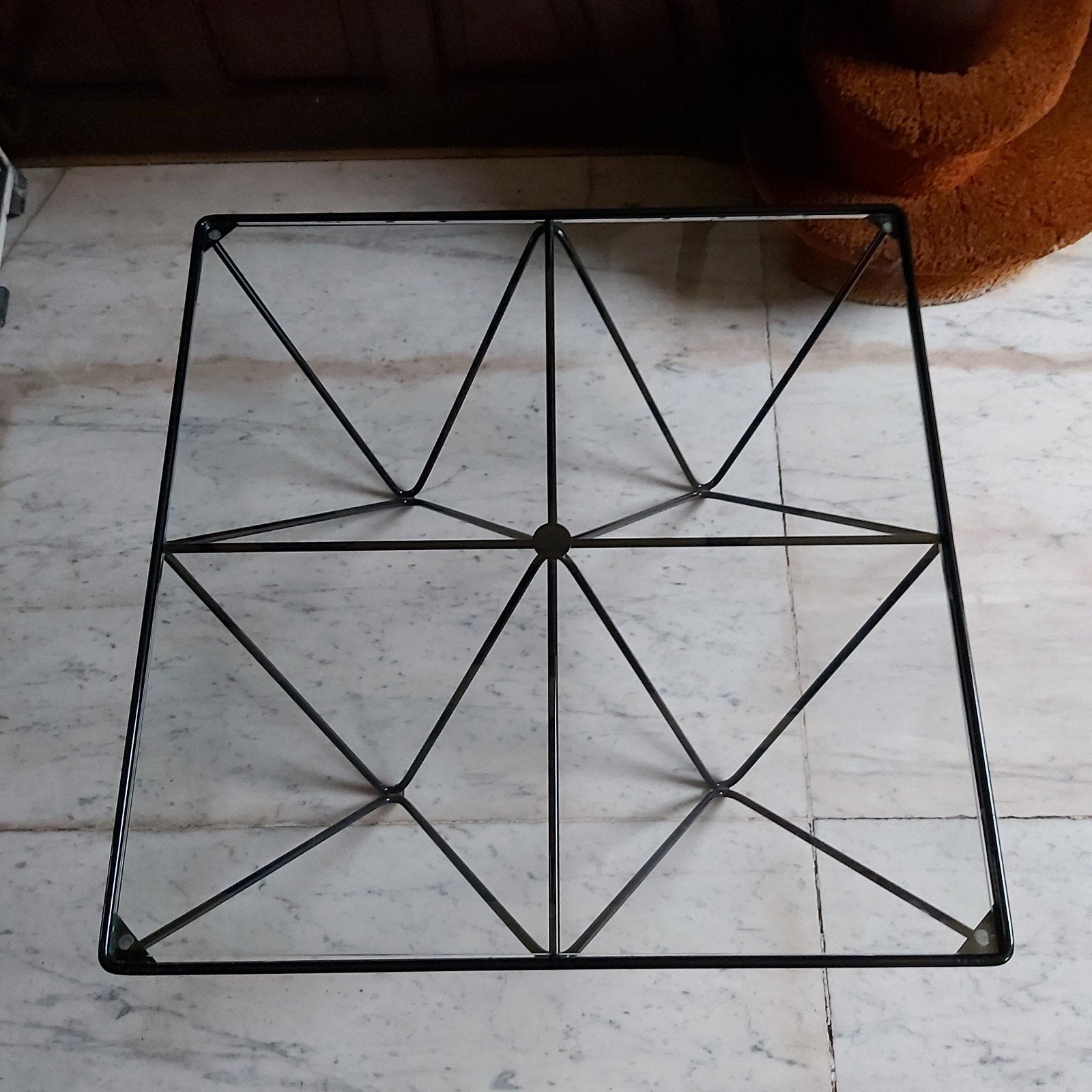 Table basse vintage vieille de 30 ans, métal et verre, Enlèvement, Verre
