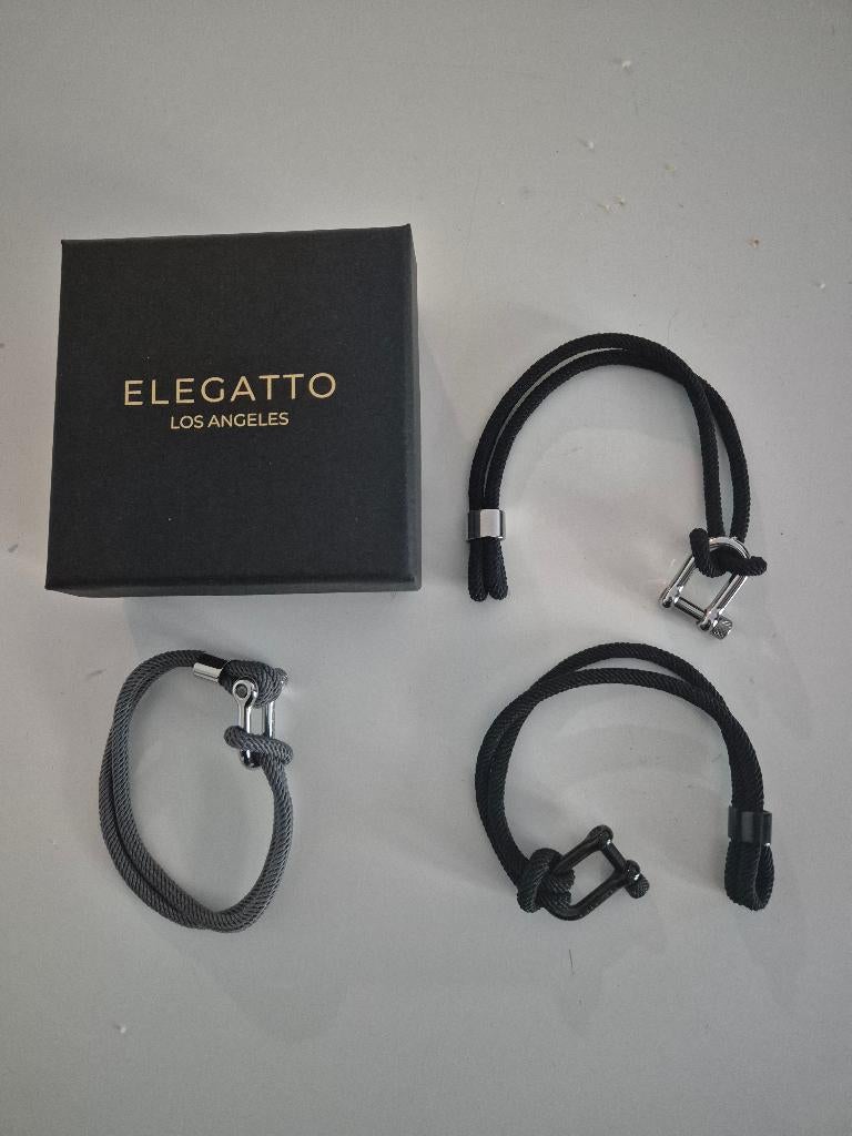 3 Elegatto armbanden, Enlèvement ou Envoi, Noir, Argent