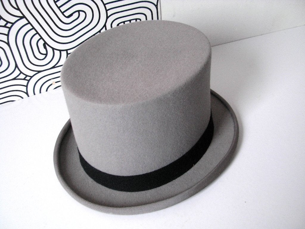 Chapeau de mariage gris vintage de Lacerna - Top Hat, Enlèvement ou Envoi