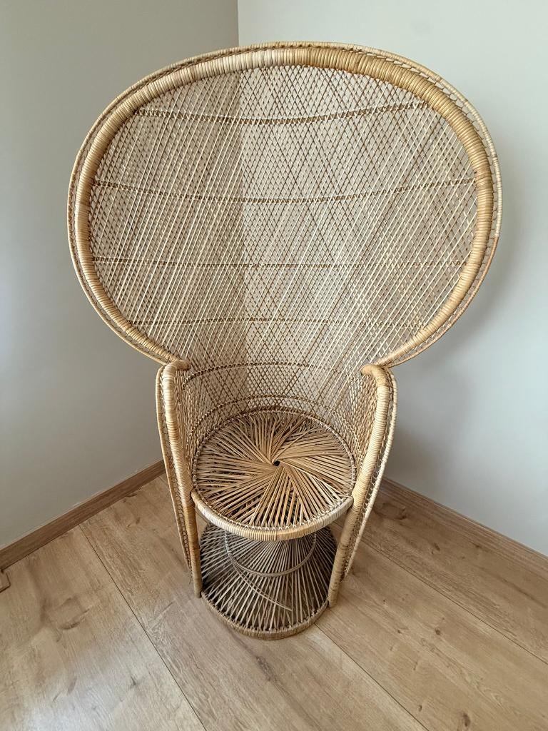 Fauteuil en rotin vintage - déco bohème, Enlèvement