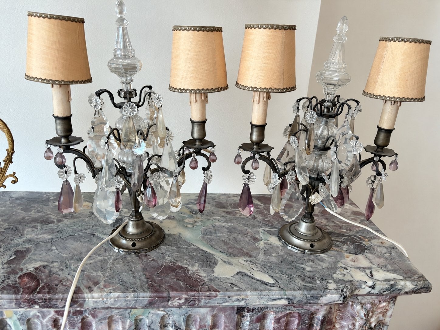 Paar girandoles in Louis XV-stijl in verzilverd brons,, Maison & Meubles, Enlèvement, Comme neuf