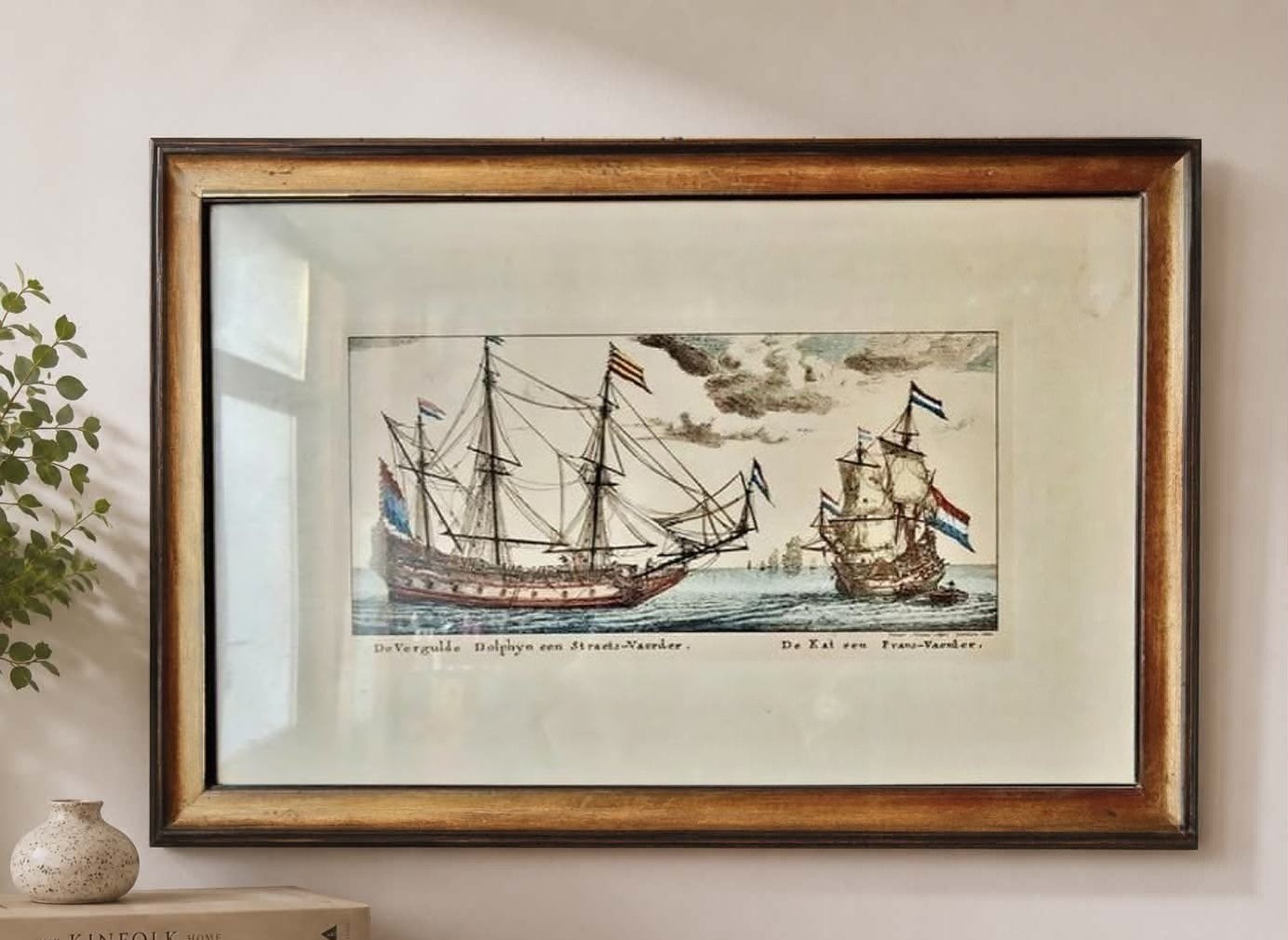 Kader met ship, Antiek en Kunst, Ophalen