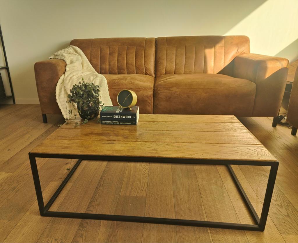 Industriële salontafel, Huis en Inrichting, Tafels | Salontafels, Ophalen, Gebruikt, 100 tot 150 cm, 50 tot 100 cm