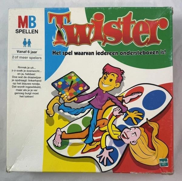 MB Spel Twister Klassieker Behendigheidsspel Vintage, Een of twee spelers, Verzenden, Zo goed als nieuw, MB spelen