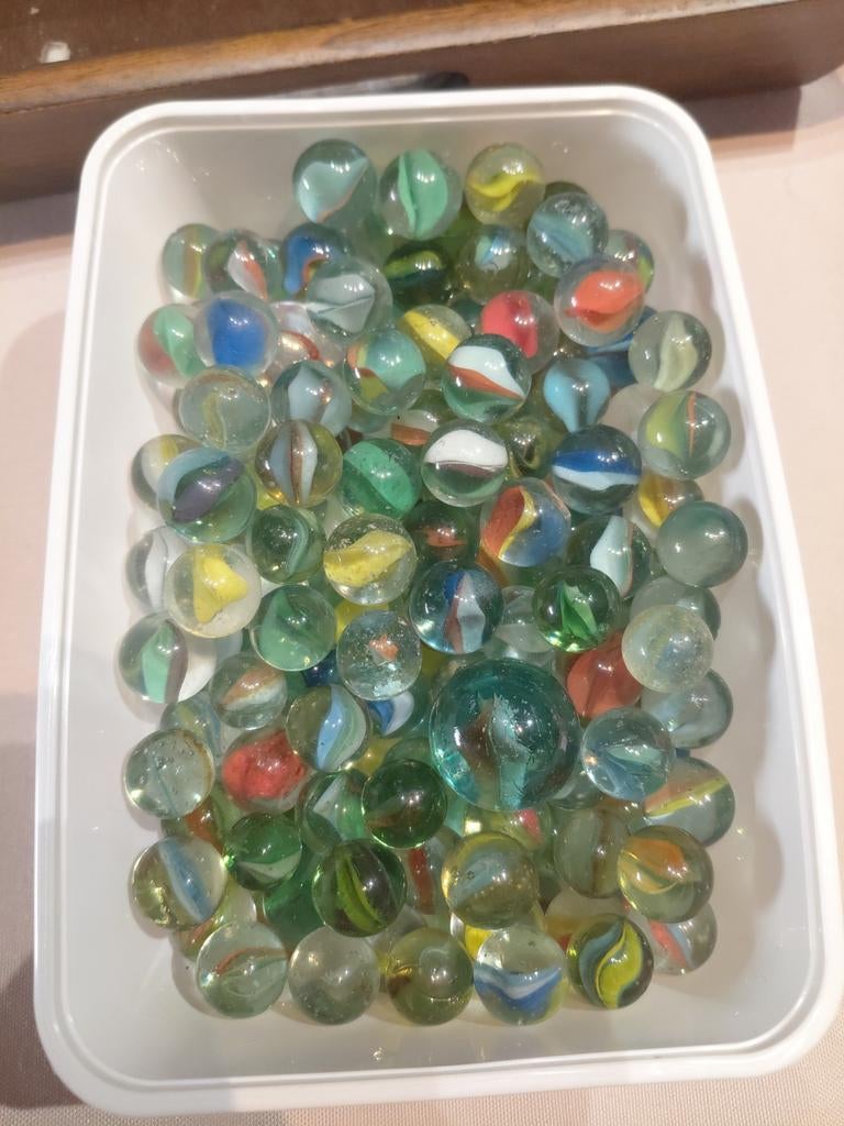 Groot lot transparante swirl knikkers – met grote shooter –, Ophalen of Verzenden
