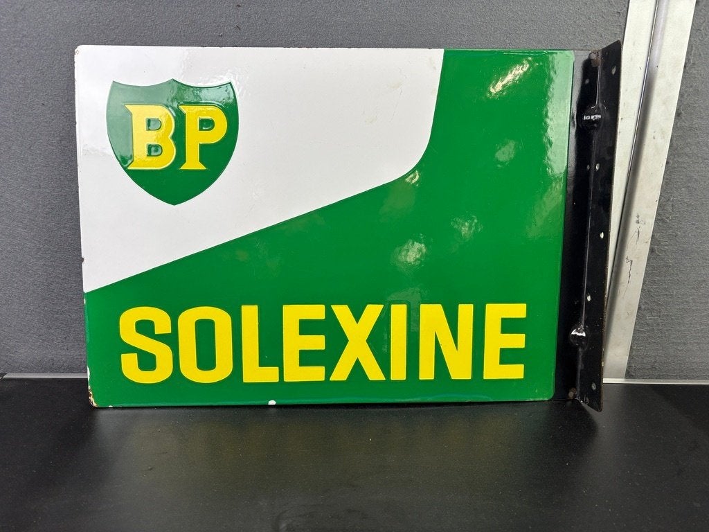 BP Solexine dubbelzijdig emaille reclamebord, Ophalen of Verzenden, Gebruikt, Reclamebord
