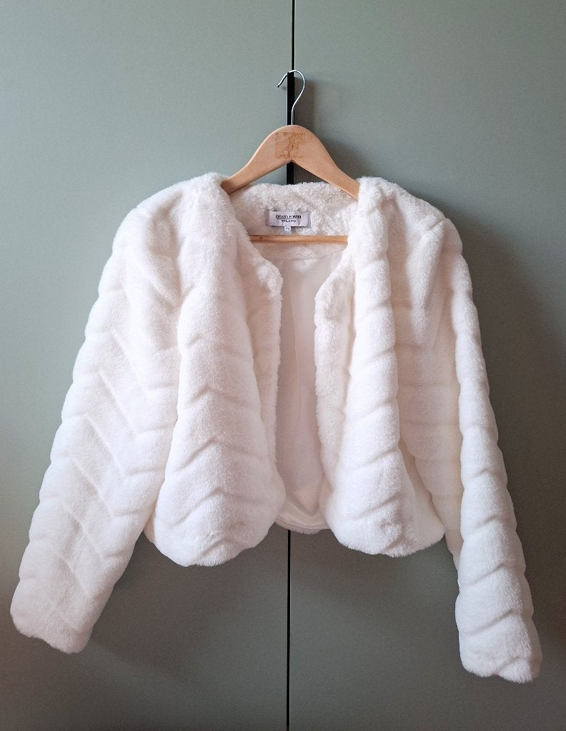 TROUW jasje - faux fur jacket - maat 42, Kleding | Dames, Trouwkleding en Trouwaccessoires, Wit, Ophalen of Verzenden, Zo goed als nieuw