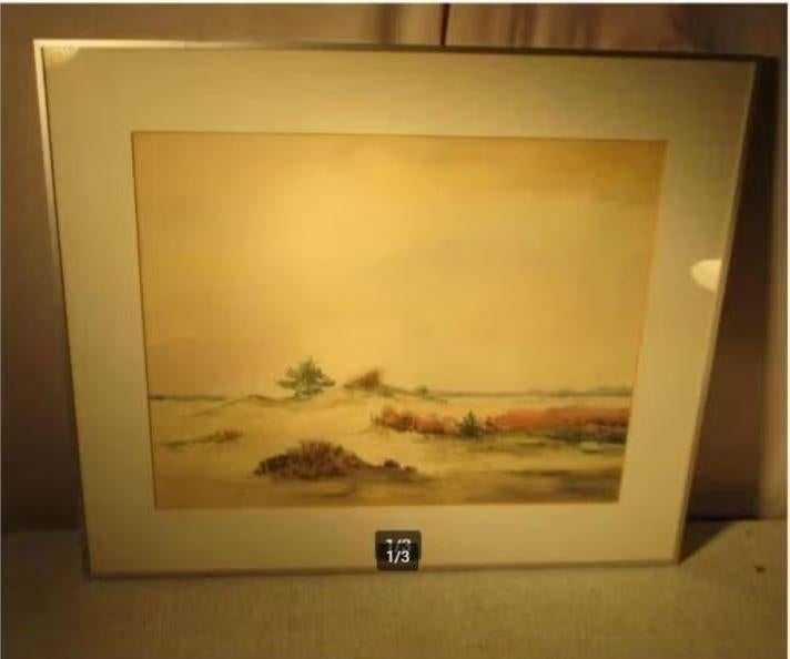 Mooi geschilderd Aquarel 'Het Duinenlandschap' - Wuyts, Ophalen of Verzenden
