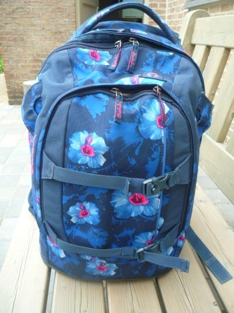 Satch Blauwe rugzak met bloemen, Ophalen, Zo goed als nieuw, Blauw, Rugtas