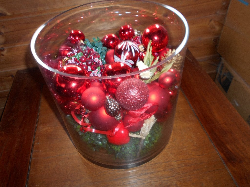grand pot en verre avec decoration de Noël, 25 cm, Comme neuf, Verre, Transparent