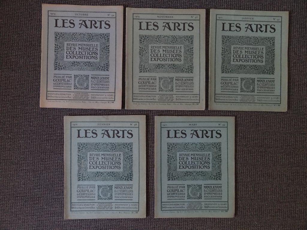 5 x Les Arts, 94,95,97,98 en 99 uit 1909 en 1910, 160 blz, Verzenden, Gelezen, Schilder- en Tekenkunst