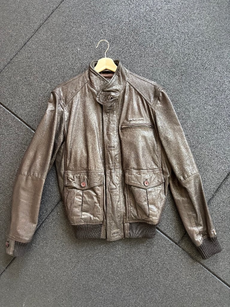 Leren jas Tommy Hilfiger, Ophalen, Bruin, Maat 48/50 (M), Tommy hilfiger