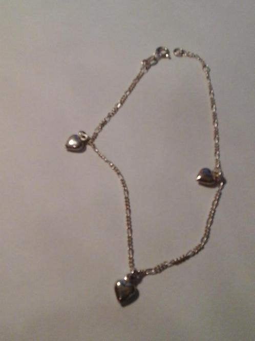 echt zilveren armband met echt zilveren hartbedels, Nieuw, Ophalen of Verzenden, Met bedels of kralen, Zilver