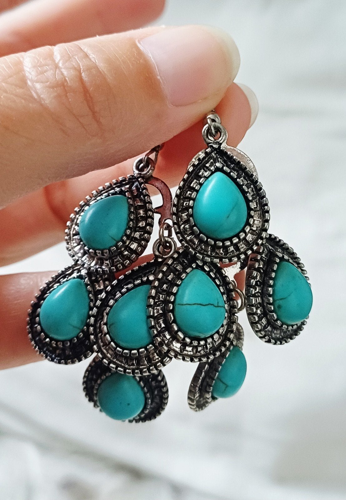 Boucles d'oreilles en argent turquoise, Enlèvement ou Envoi, Comme neuf