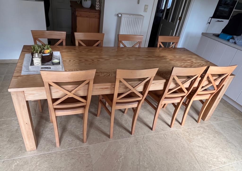Keukentafel inclusief 9 stoelen, Ophalen, Zo goed als nieuw