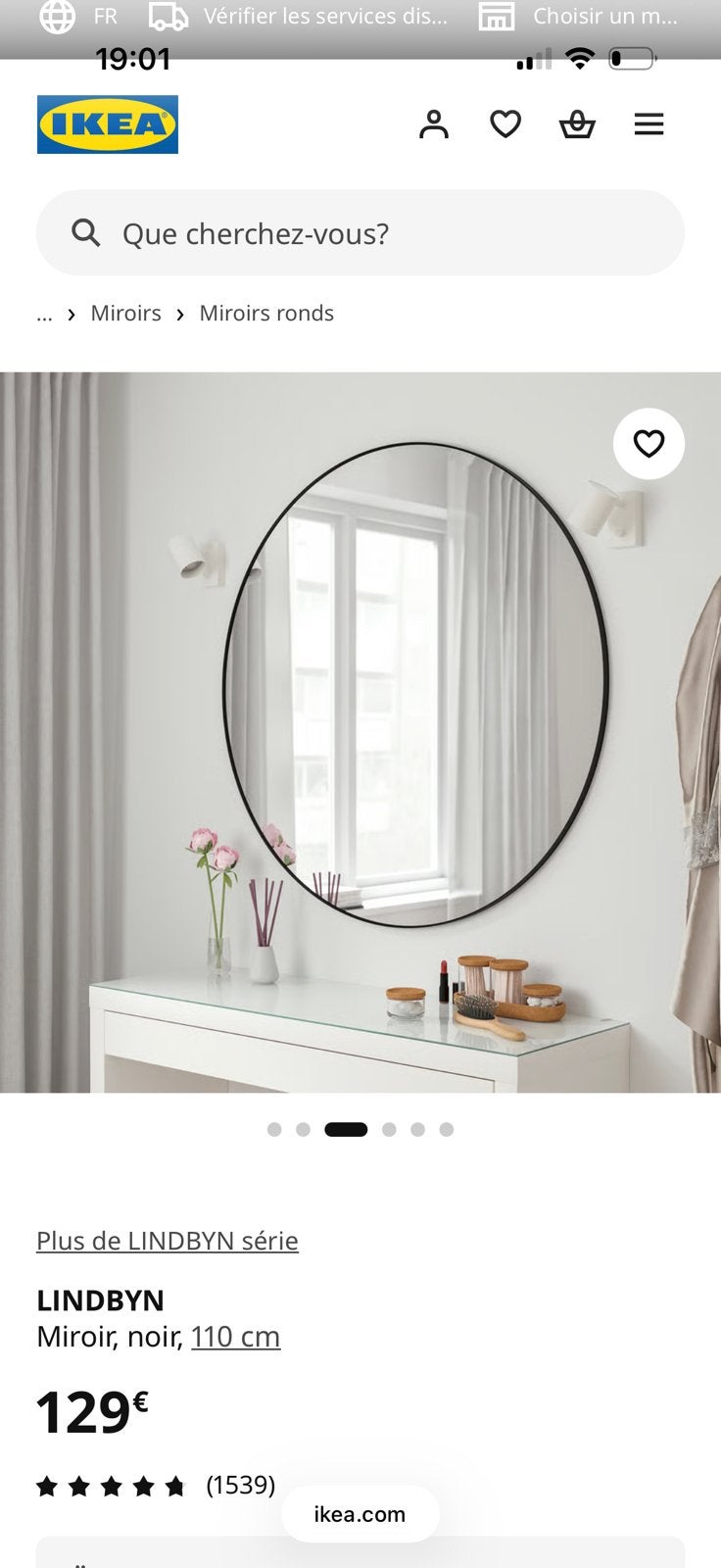 Miroir ikea, Maison & Meubles, Enlèvement, Comme neuf