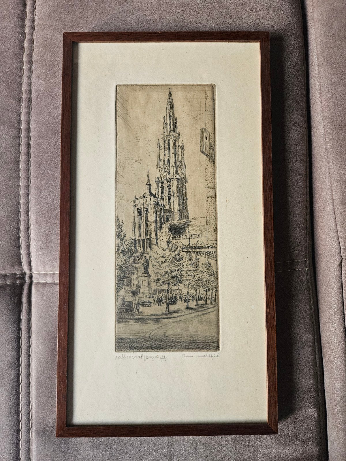 Originele ets Romain Malfliet Kathedraal Rubens, Ophalen, Ets