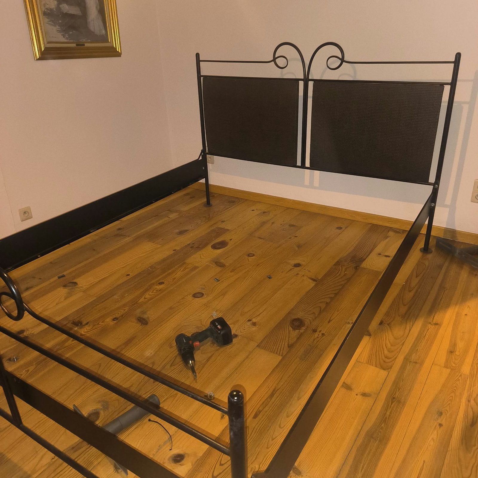Lit deux personnes - fer forgé, Maison & Meubles, 210 cm, Enlèvement, Utilisé, Métal
