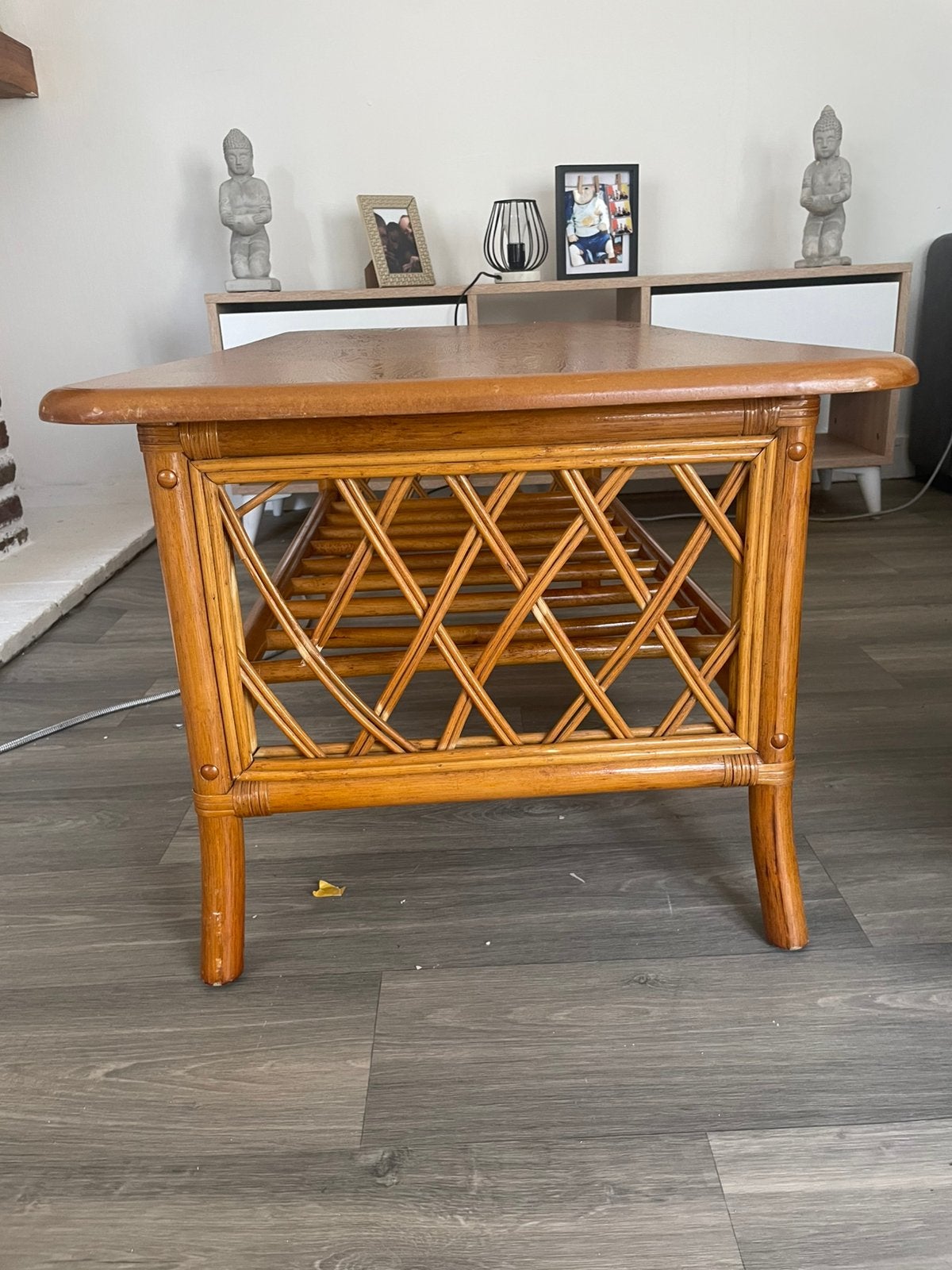 Salontafel van bamboe en rotan - vintage stijl, Huis en Inrichting, Ophalen, Zo goed als nieuw