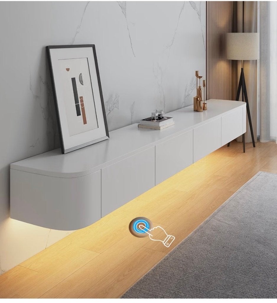 Gloednieuw zwevend tv-meubel 220 cm — wit met LED, Ophalen of Verzenden